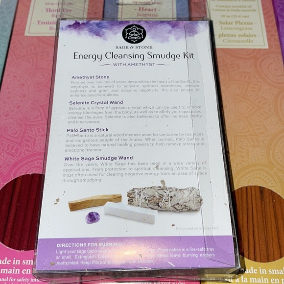 Energy Cleansing 4 Piece Smudge Kit with 5 Packs of Chakra Incense - Picture 3 of 14